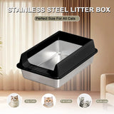 Stainless Steel Cat Litter Box – Splash-Proof, Large & XL Sizes