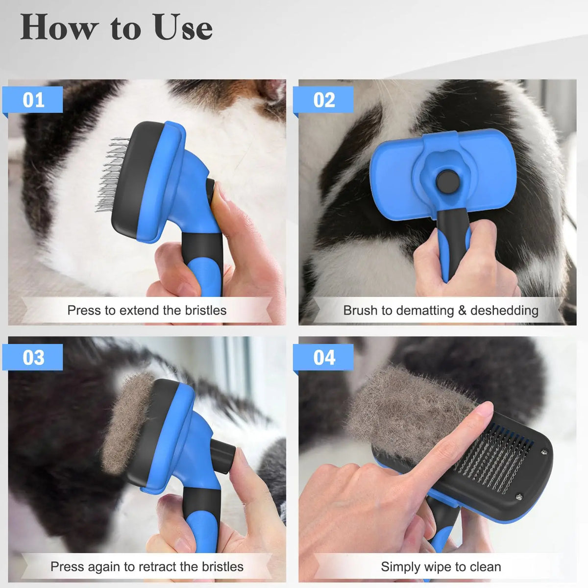 Self-Cleaning Slicker Brush for Dogs & Cats – Gentle Deshedding Tool