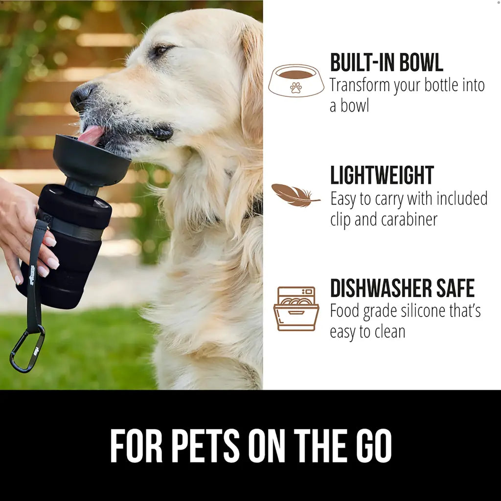 Gorilla Grip Portable Dog Water Bottle with Bowl Dispenser