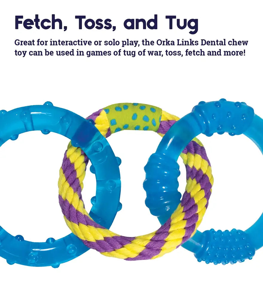 Petstages Dental Links Dog Chew Toy – Puppies &Adults, Strong Chewers, Multiple Textures & Rope