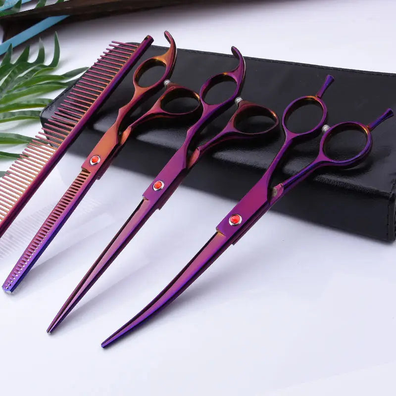 7.0 Inch Jipai Colorful Pet Grooming Scissors Set – Professional Colorful Stainless Steel Shears for Dogs & Cats