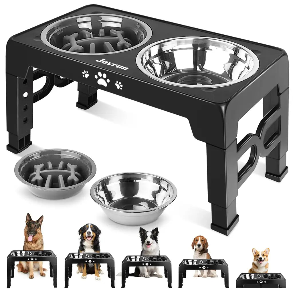 Elevated Dog Bowl Slow – Anti Bloat & Adjustable Dog Feeder