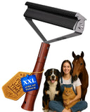 Extra Large 2-Sided Undercoat Rake for Dogs & Cats – Dematting Comb, Deshedding Brush, Premium Wooden Handle