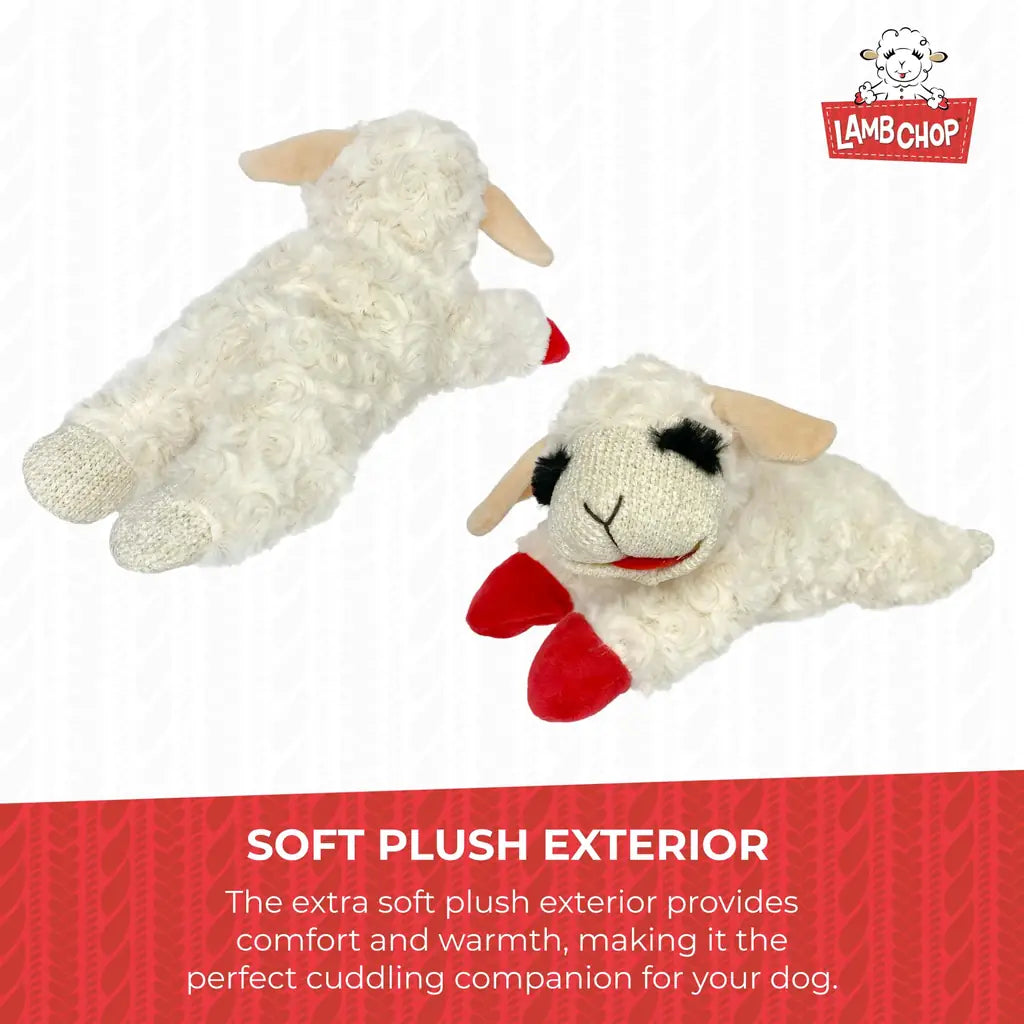 Lamb Chop Dog Plush Toy - Squeaky Toy for Small & Medium Dogs