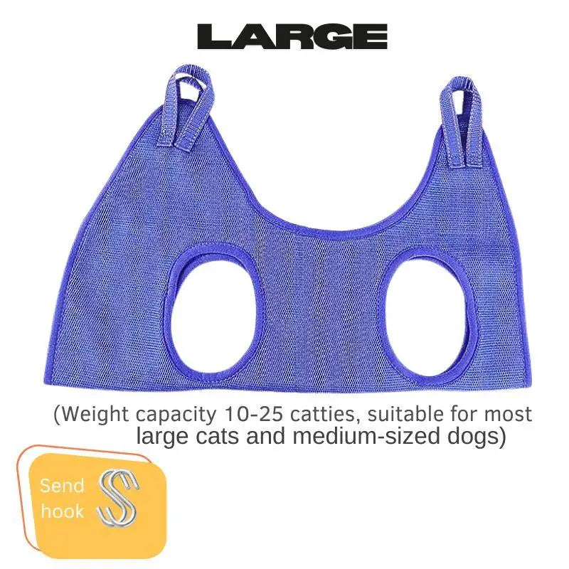 Pet Grooming Hammock with Nail Clipper – Hanging Grooming Kit for Cats & Dogs
