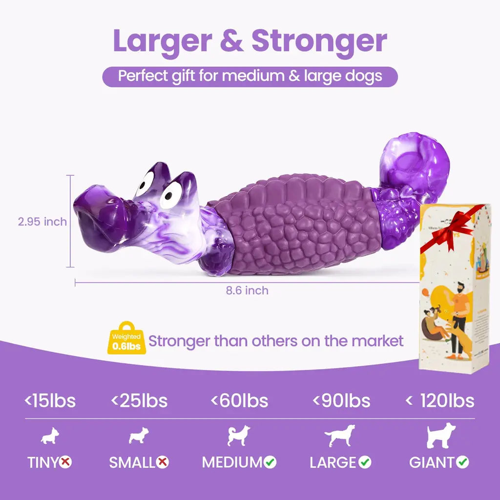 HGB Indestructible Dog Chew Toy for Aggressive Chewers – Squeaky Dental Nylon