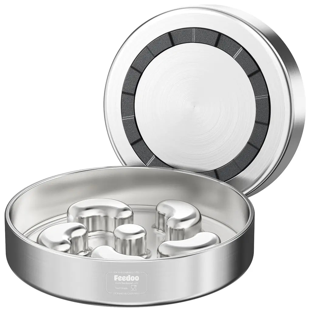 3-Cup Slow Feeder Dog Bowl – Stainless Steel for Large Breeds