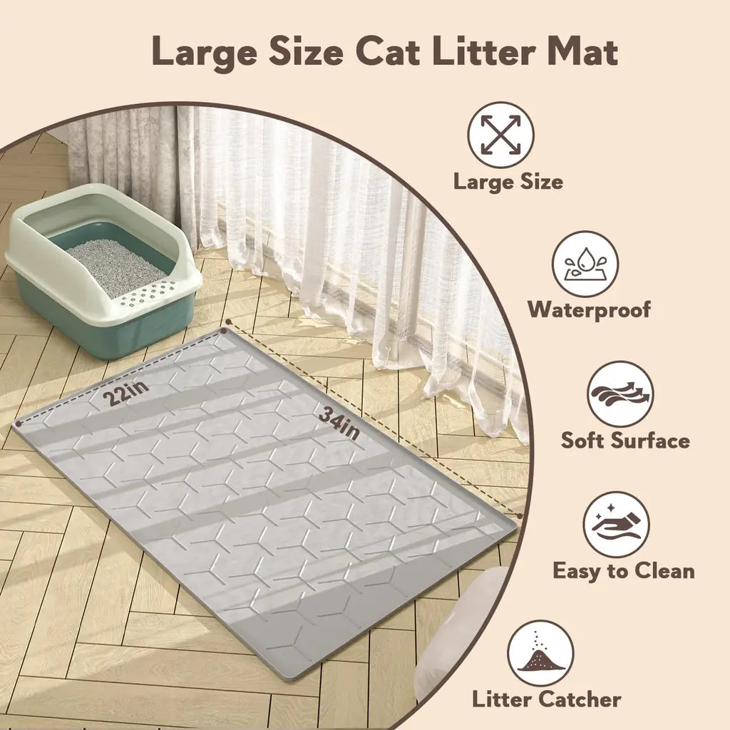 Garoopion Silicone Cat Litter Mat – Waterproof, Easy Clean | 24×16 & 34×22 inch