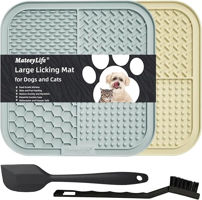MateeyLife 2PCS Lick Mat for Dogs and Cats – Slow Feeder, Anxiety Relief, Suction Cup Design