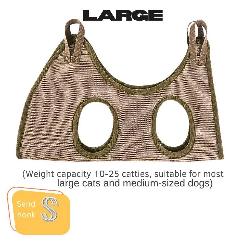 Pet Grooming Hammock with Nail Clipper – Hanging Grooming Kit for Cats & Dogs