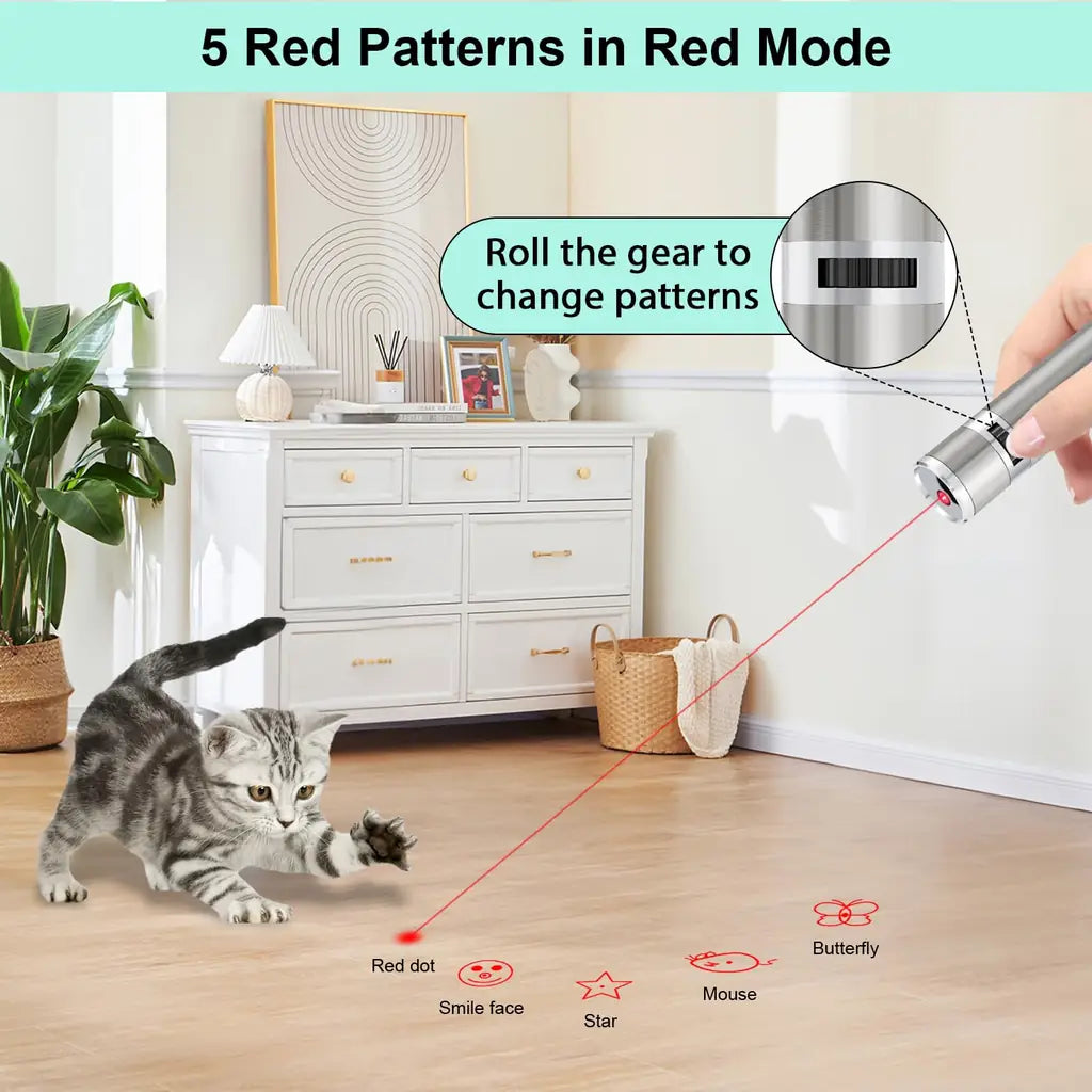 Rechargeable Laser Cat Toy - 5 Patterns 3 Modes