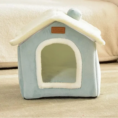 House-Shaped Velvet Pet Bed – All-Season Comfort for Cats & Small Dogs