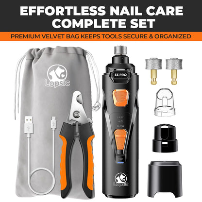 LED Dog Nail Grinder | 3-Speed Rechargeable Quiet Claw Trimmer