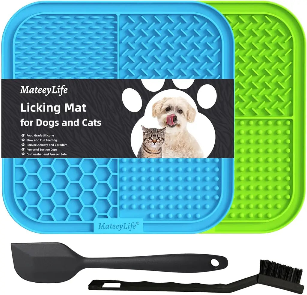 MateeyLife 2PCS Lick Mat for Dogs and Cats – Slow Feeder, Anxiety Relief, Suction Cup Design
