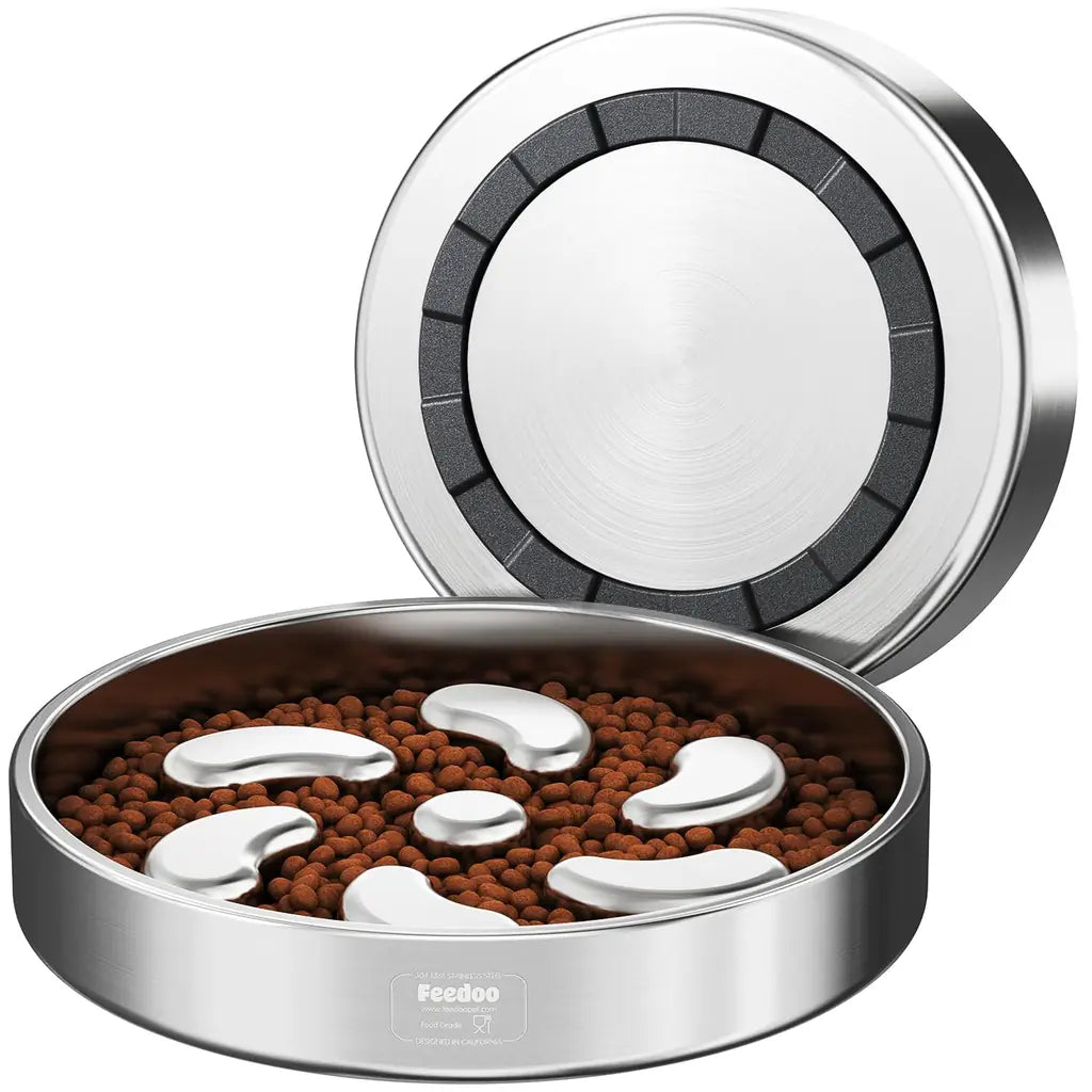 3-Cup Slow Feeder Dog Bowl – Stainless Steel for Large Breeds