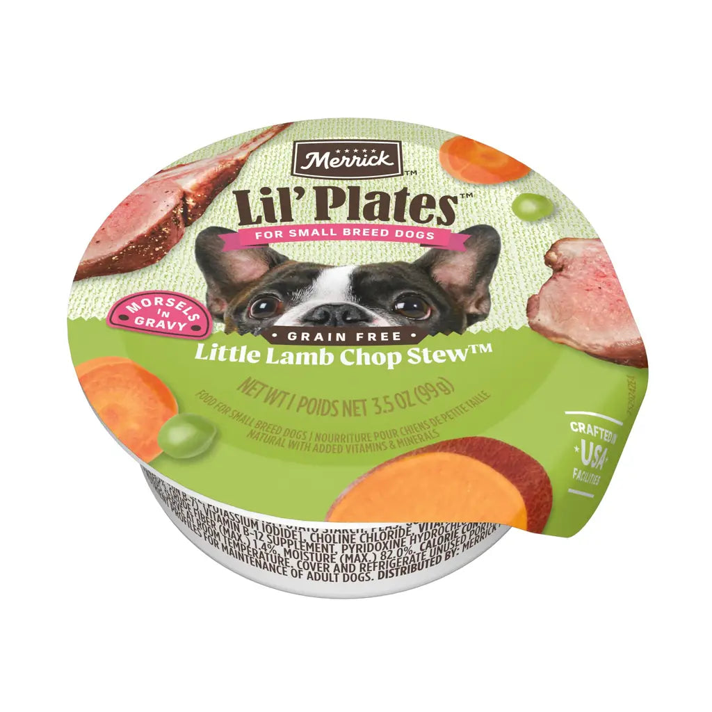 Merrick Lil' Plates Grain-Free Wet Dog Food for Small Dogs – 3.5 oz Tubs (Pack of 12)