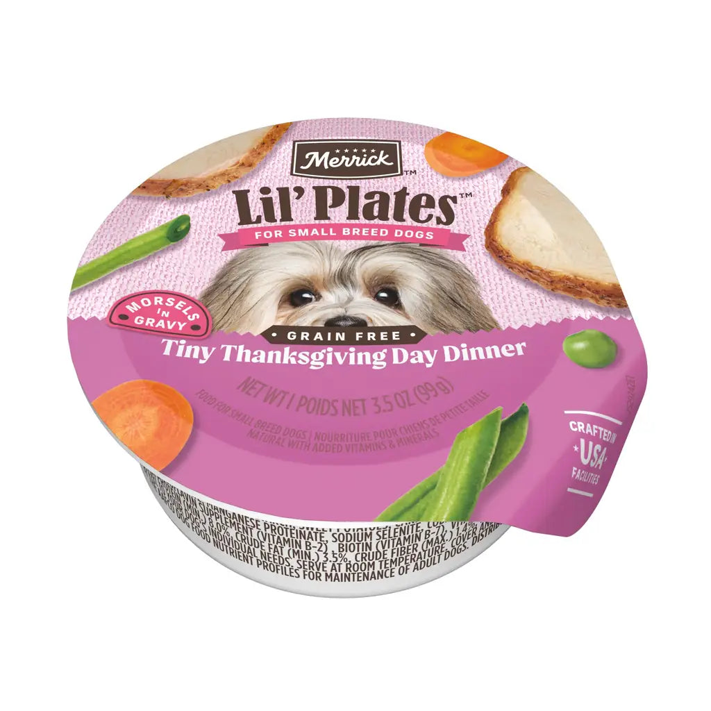 Merrick Lil' Plates Grain-Free Wet Dog Food for Small Dogs – 3.5 oz Tubs (Pack of 12)