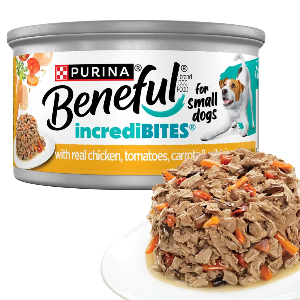 Beneful IncrediBites Small Breed Wet Dog Food | Real Beef, Chicken & Salmon in Gravy | 3 oz Cans | Variety Pack, Salmon, Chicken & Beef