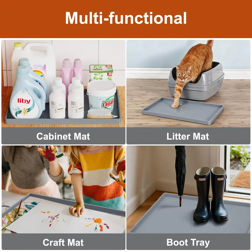 Pet Kitchen Mat & Dog Food Mat - ukeetap Extra Thick Silicone Waterproof Raised Edge BPA Free