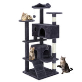 54-Inch Multi-Level Cat Tree with Condos & Sisal Posts