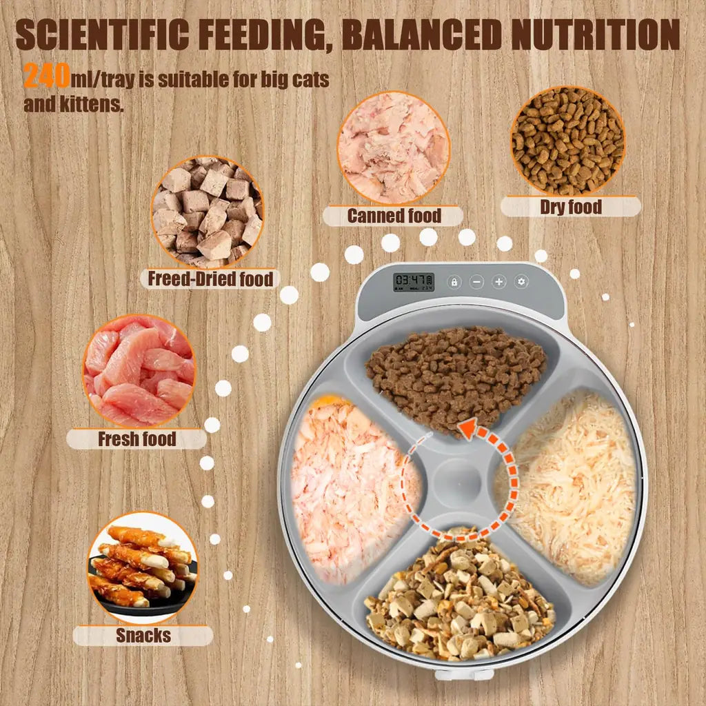 Bsemax Automatic Wet Cat Food Feeder with Ice Packs – 4-Meal Timed Dispenser for Cats & Dogs