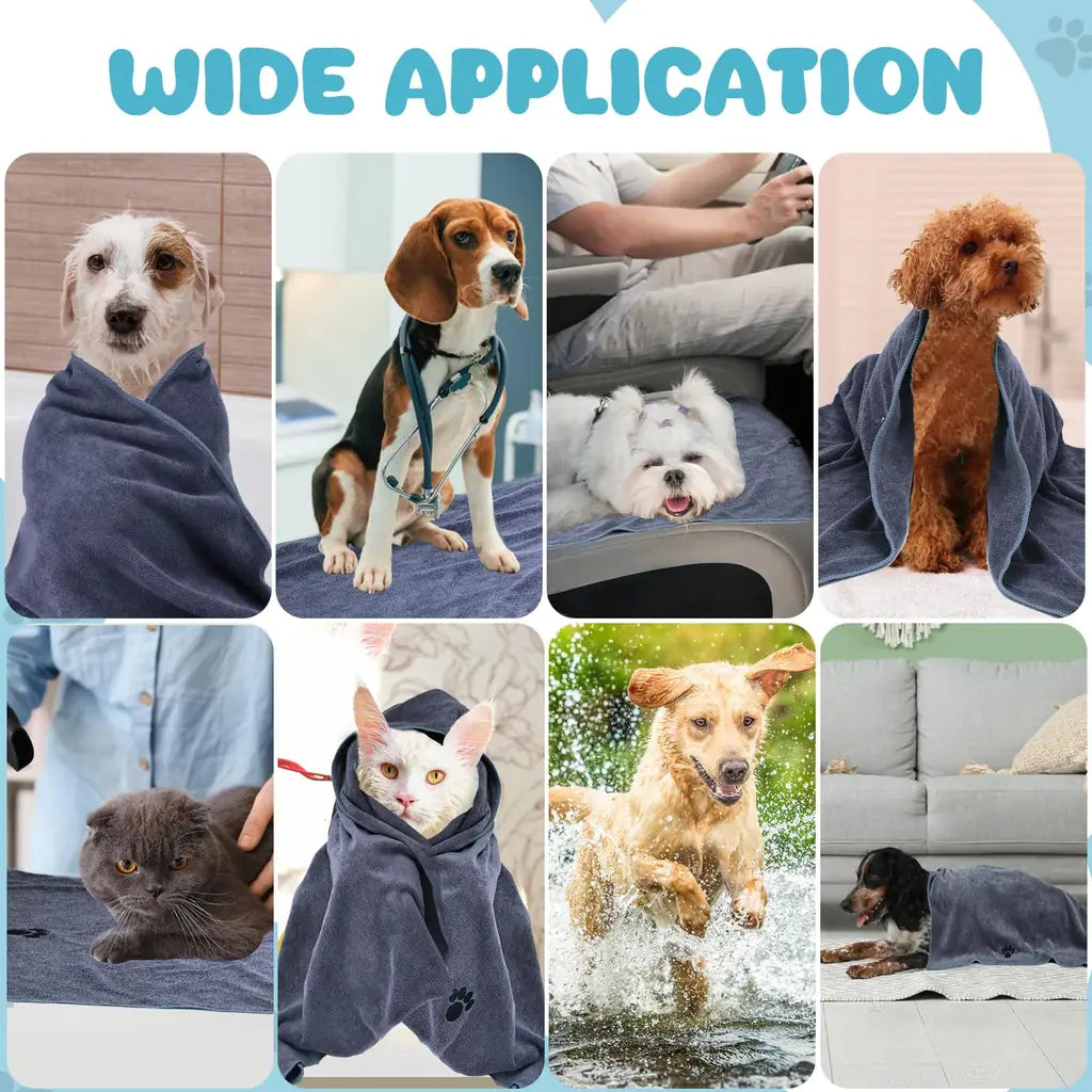 WOUSEDO Microfiber Dog Towels for Drying Dogs – Super Absorbent Quick Dry Pet Bath Towel