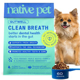 Native Pet GutWell | Dog Breath Freshener & Teeth Cleaning Powder | Triple-Biotic, Brown Algae & Zinc | 60 & 120 Scoops
