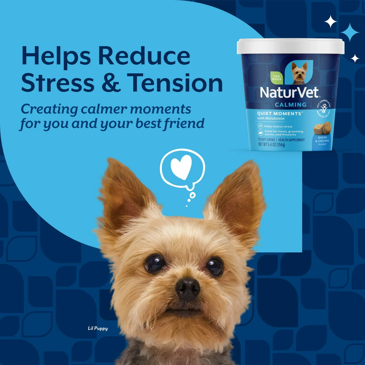 NaturVet Quiet Moments – 70 Soft Chews for Anxiety Relief