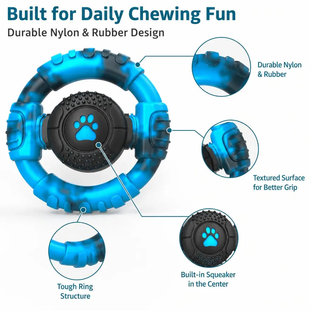 Tough Dog Toys for Aggressive Chewers – Indestructible Nylon Chew Toy with Squeaker