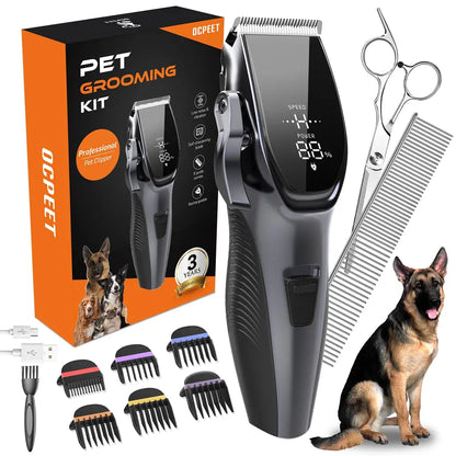 OCPEET Dog Grooming Kit | Low Noise Cordless Clippers for Dogs & Cats