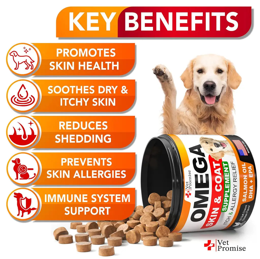 Omega 3 for Dogs – Fish Oil Supplement for Healthy Skin, Coat & Allergy Relief