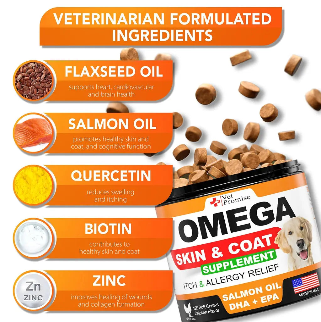 Omega 3 for Dogs – Fish Oil Supplement for Healthy Skin, Coat & Allergy Relief