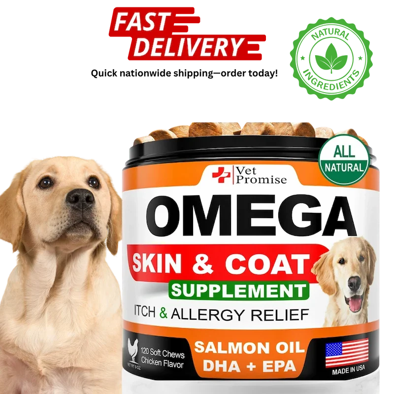 Omega 3 for Dogs – Fish Oil Supplement for Healthy Skin, Coat & Allergy Relief