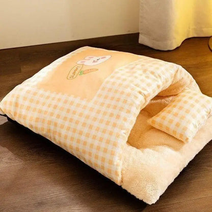 Winter Slipper Pet Bed – Warm Semi-Enclosed Nest for Small Dogs & Cats