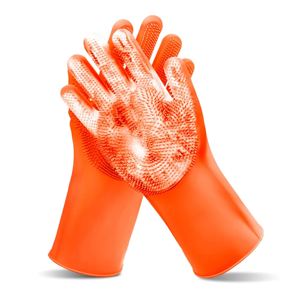Silicone Pet Grooming Gloves – Dog & Cat Bath Scrubber Brush