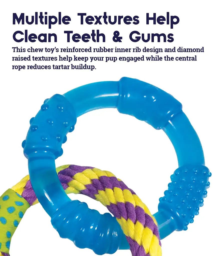 Petstages Dental Links Dog Chew Toy – Puppies &Adults, Strong Chewers, Multiple Textures & Rope