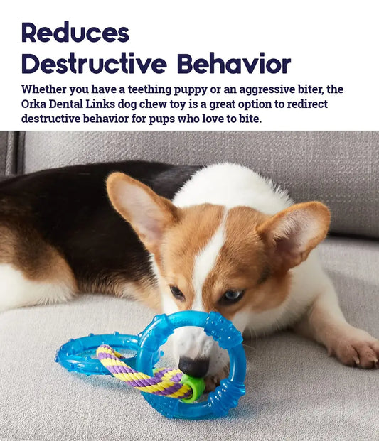 Petstages Dental Links Dog Chew Toy – Puppies &Adults, Strong Chewers, Multiple Textures & Rope