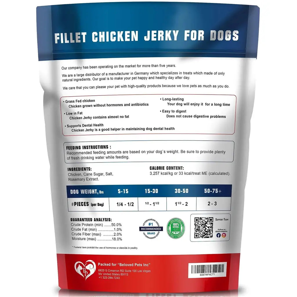 Chicken Jerky Dog Treats 1.5 Lb Human Grade Pet Snacks Grain Free