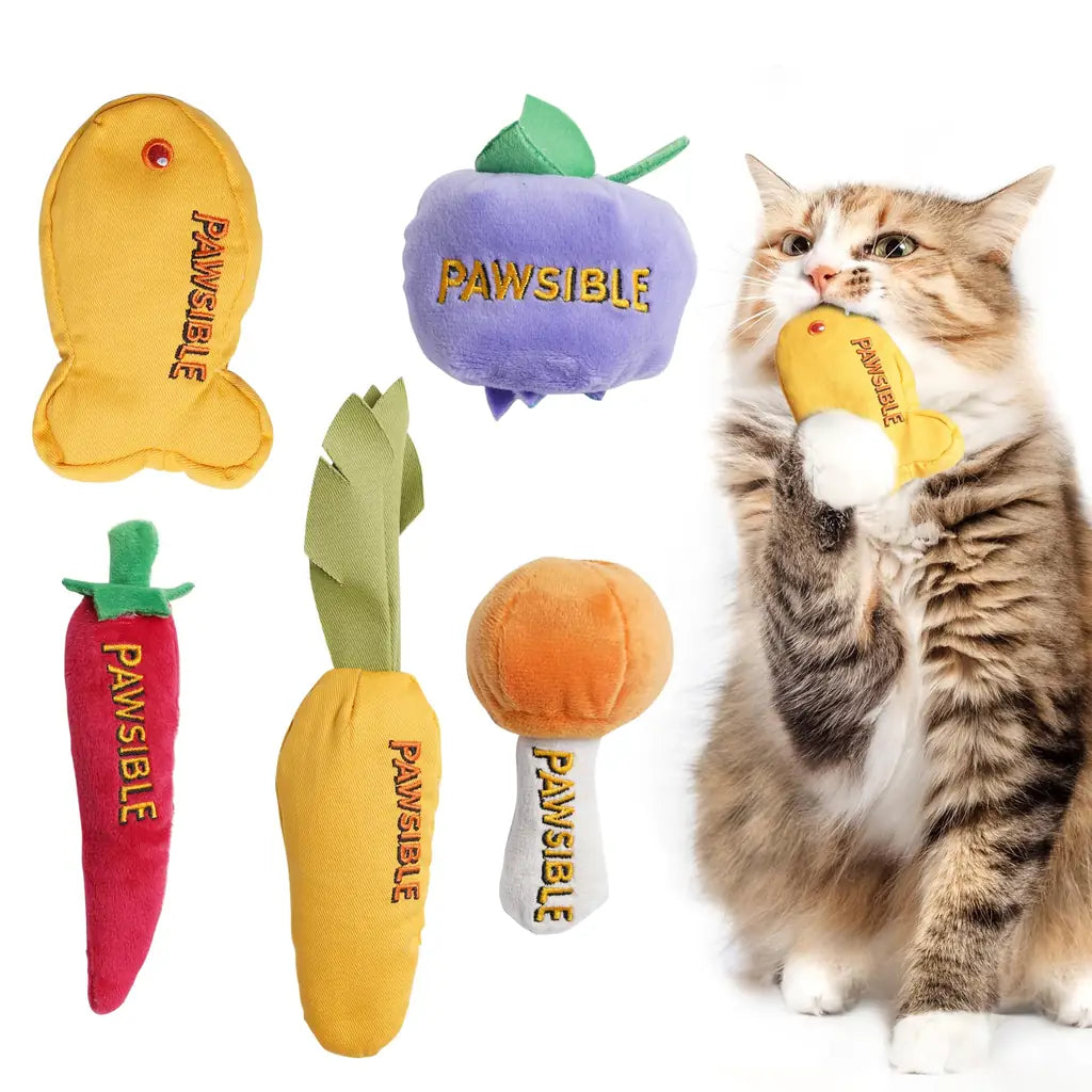 Organic Catnip Toys for Indoor Cats – 100% Pure Catnip, No Cotton, Plush Chew & Kicker Toys