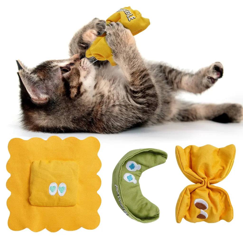 Organic Catnip Toys for Indoor Cats – 100% Pure Catnip, No Cotton, Plush Chew & Kicker Toys
