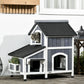 VEVOR Outdoor Cat House 2-story Wooden Feral Cat Shelter with Roof & Door Flaps