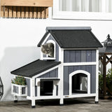 VEVOR Outdoor Cat House 2-story Wooden Feral Cat Shelter with Roof & Door Flaps