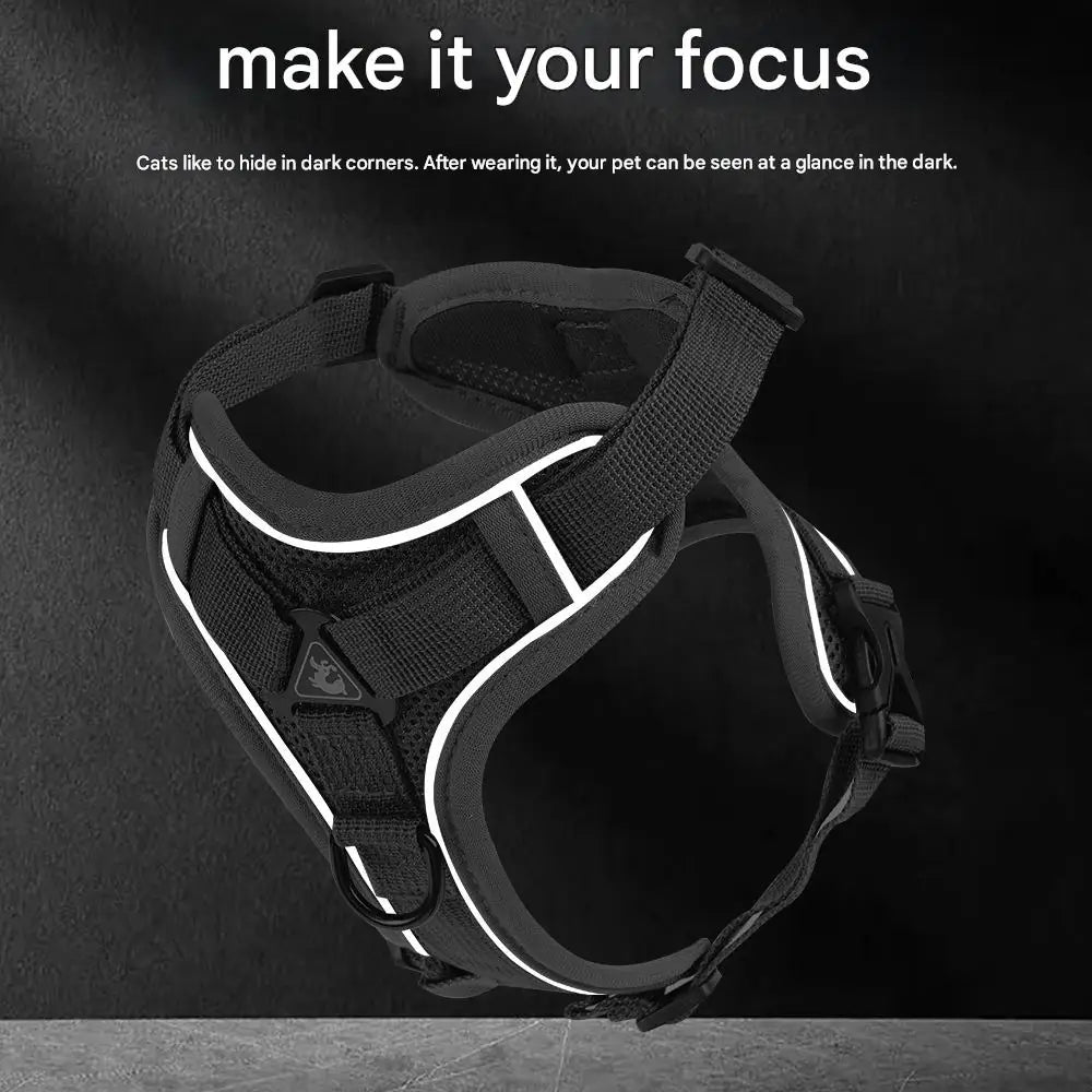 Reflective Vest Harness & Leash – Breathable for Dogs & Cats