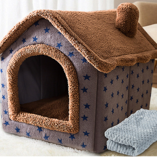 Double-Roof Pet House – Washable Tent Bed for Dogs & Cats