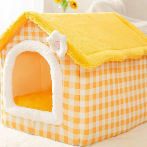 Double-Roof Pet House – Washable Tent Bed for Dogs & Cats