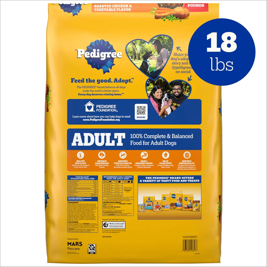 Pedigree Adult Dry Dog Food | Complete Nutrition | Grilled Steak & Vegetable, Chicken | 3.5 lb & 18 lb Bags