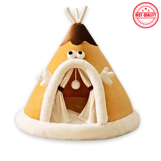 Triangle Yurt Bed for Cats & Small Dogs – Thick & Warm Tent Bed