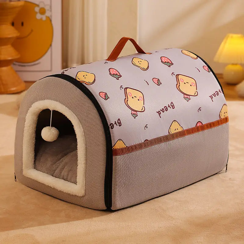 Cozy Corner Pet Bed - Semi-Enclosed Washable Dog & Cat House