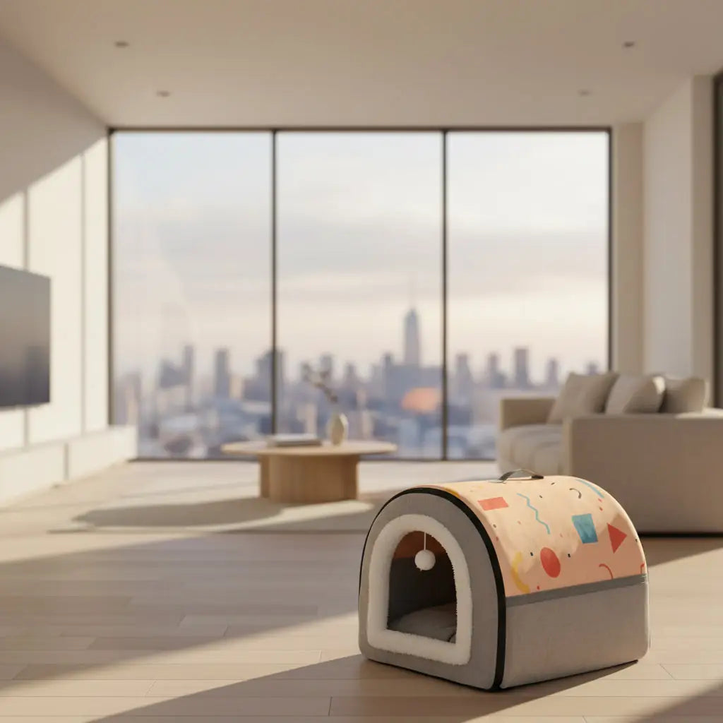 Cozy Corner Pet Bed - Semi-Enclosed Washable Dog & Cat House