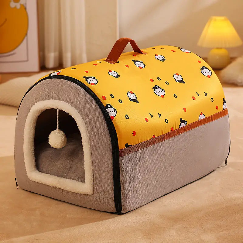 Cozy Corner Pet Bed - Semi-Enclosed Washable Dog & Cat House